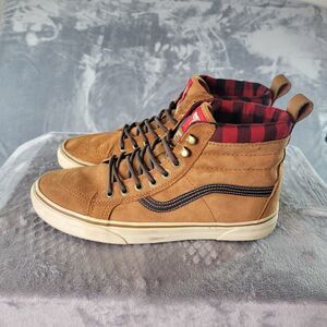 Vans Sk8 Hi Mte Shoes Size M 10.5 All Weather Glazed Ginger Flannel Print